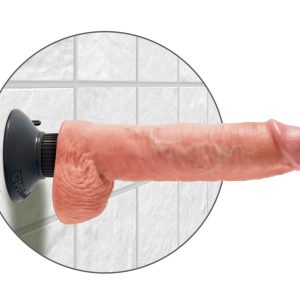 King Cock Naturvibrator mit Hoden - Multispeed-Vibration, biegsamer Schaft, strap-on kompatibel Light/Schwarz