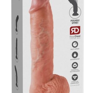 King Cock Naturvibrator mit Hoden - Multispeed-Vibration, biegsamer Schaft, strap-on kompatibel Light/Schwarz