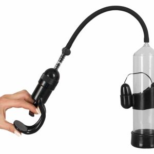 Mister Boner Power Pump - Penis-/Potenztraining mit Vibrationsspaß Schwarz, Transparent