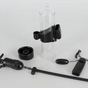 Mister Boner Power Pump - Penis-/Potenztraining mit Vibrationsspaß Schwarz, Transparent