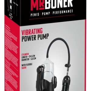 Mister Boner Power Pump - Penis-/Potenztraining mit Vibrationsspaß Schwarz, Transparent