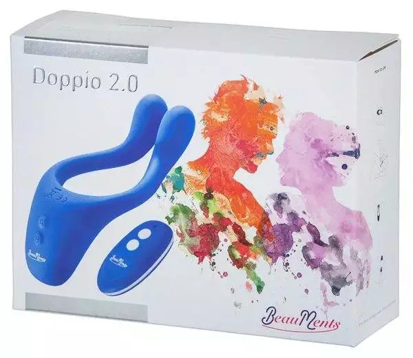 Beauments Doppio 2.0 Paarvibrator - Flexibler Arm - Ribbed & Noppy - 3 Motoren - 7 Modi - USB-Ladung - Aufbewahrungsbeutel - 14cm - Silikon ABS