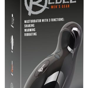 Rebel Masturbator - 3 Funktionen, 7 Vibrationsmodi, Heizfunktion Schwarz, Grau