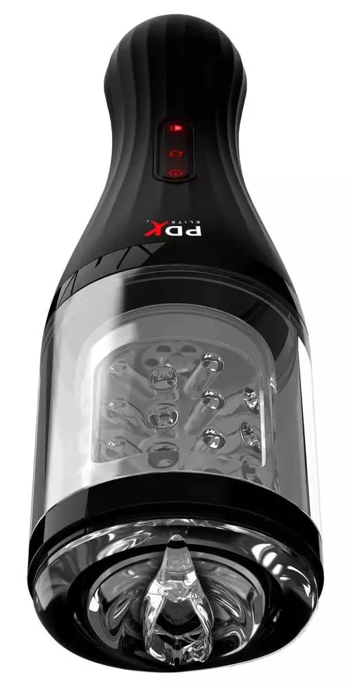 PDX Elite Sprechender Rotations-Masturbator Transparent, Schwarz