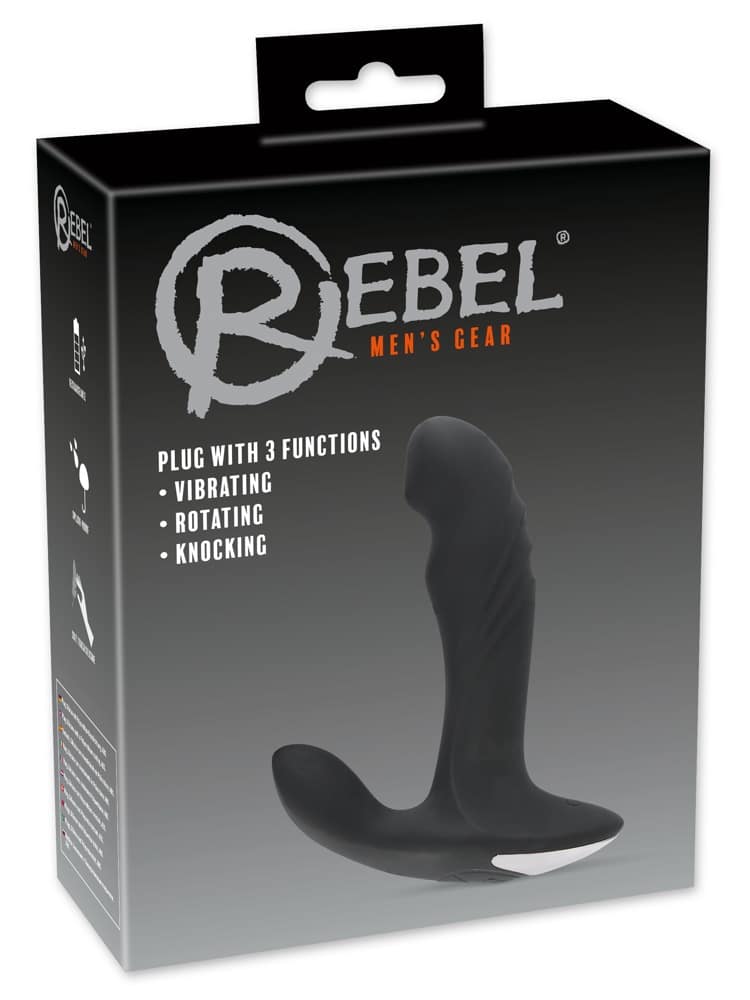 Rebel Prostatastimulator mit 3 Funktionen Schwarz, Silber