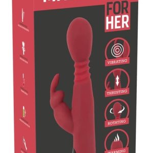 You2Toys Rabbitvibrator - sinnlich bewegliche Öhrchen, 10 Vibrationsmodi, stoß- und rotationsstufen, wasserdicht Rot/Schwarz