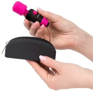 palmpower Mini - Handlicher Massagestab mit großem Kopf Pink/Schwarz