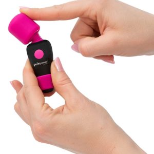 palmpower Mini - Handlicher Massagestab mit großem Kopf Pink/Schwarz