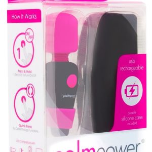 palmpower Mini - Handlicher Massagestab mit großem Kopf Pink/Schwarz