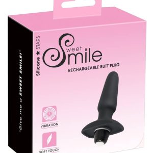 Sweet Smile Vibrating Anal Plug - 7 Modes, Soft Touch Silicone, Rechargeable Schwarz/Weiß