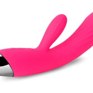 SVAKOM Angel Plum Red - Rabbitvibrator mit Wärmefunktion und Stimulationsrillen Pink/Silber