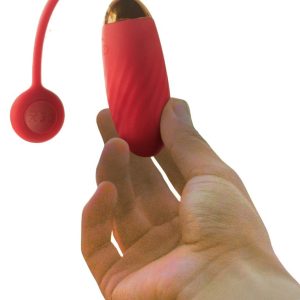 SVAKOM Ella Red - Vibro-Ei mit Rückholband und App-Steuerung Rot/Gold