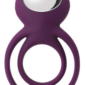 SVAKOM Tammy Violet - Vibro-Penisring mit Hodenring, genoppter Stimulationsaufsatz, 5 Vibrationsmodi, wiederaufladbar Lila/Silber