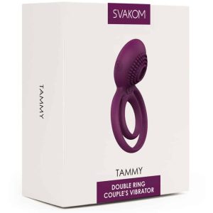 SVAKOM Tammy Violet - Vibro-Penisring mit Hodenring, genoppter Stimulationsaufsatz, 5 Vibrationsmodi, wiederaufladbar Lila/Silber