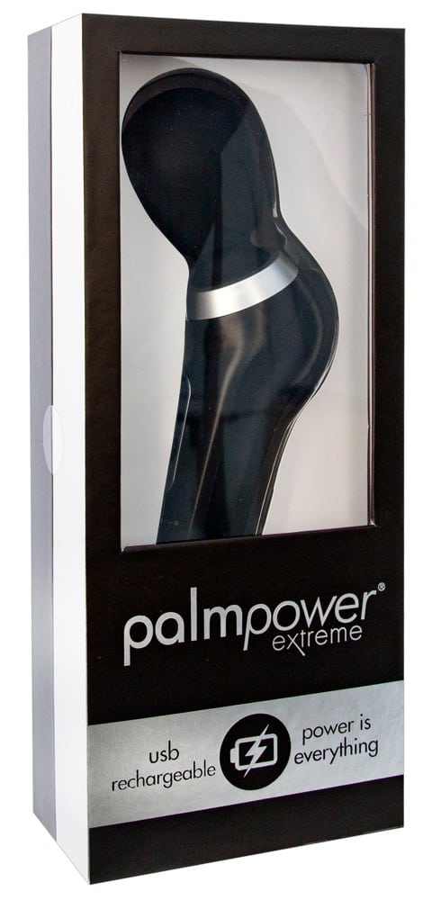 palmpower Extreme Black - Ergonomisch geformter Massagestab mit 7 Vibrationsmodi Schwarz/Silber