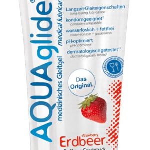 Joydivision AQUAglide Erdbeer - Veganes Gleitgel, langanhaltend & zuckerfrei Erdbeere (100 ml)