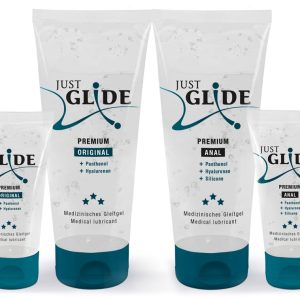 Just Glide Premium-Set: 4 Premium-Gleitgele mit Hyaluron und Panthenol, vegan, abwaschbar