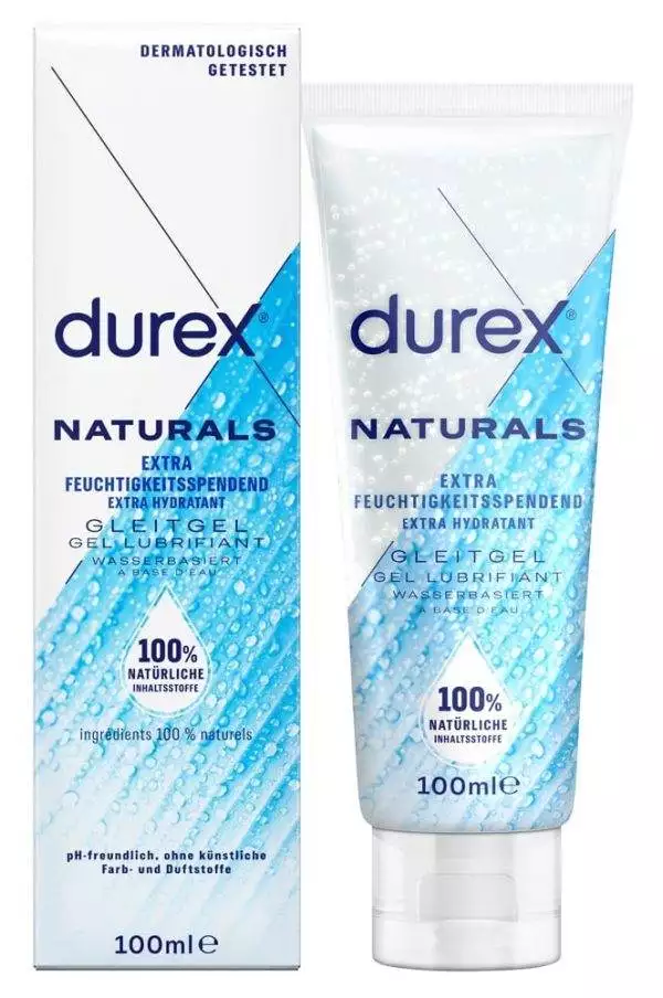 Durex Naturals Gel Extra - Wasserbasiertes Gleitgel mit Hyaluron (100 ml)