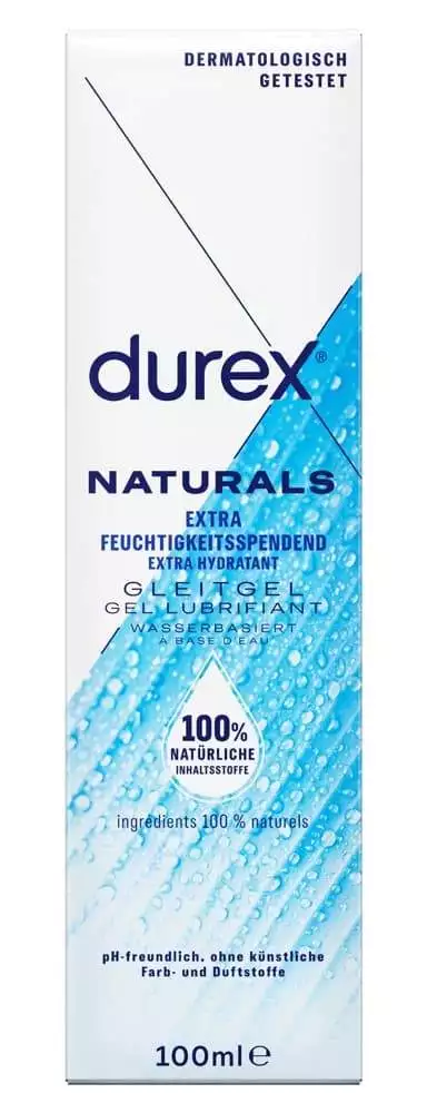 Durex Naturals Gel Extra - Wasserbasiertes Gleitgel mit Hyaluron (100 ml)