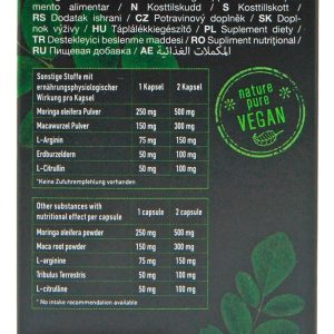 HOT Pure Moringa + Maca Man Power - Nahrungsergänzungsmittel, 60 Kapseln