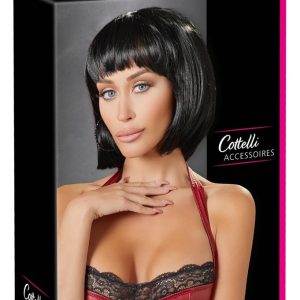 Cottelli ACCESSOIRES - Verstellbare schwarze Kurzhaarperücke, strenger Look Schwarz (1 Stück)