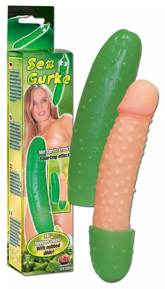Spritz-Gurke - Naturdildo mit Noppen