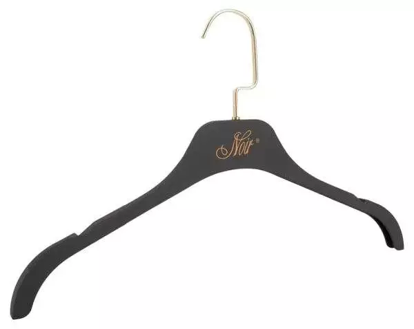 NOIR - Schwarze Kleiderbügel mit Goldaufdruck, 5 Stück, 43 cm lang, 14 cm hoch