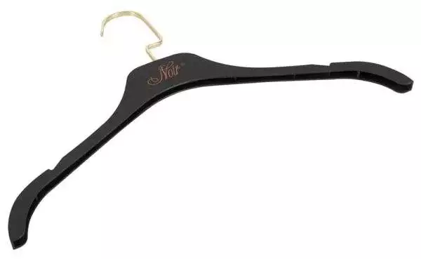 NOIR - Schwarze Kleiderbügel mit Goldaufdruck, 5 Stück, 43 cm lang, 14 cm hoch