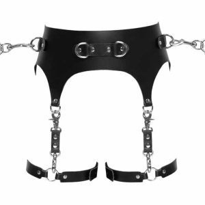 ZADO Bondage Strapsgurt - Leder, verstellbar, mit Fesseln S/M