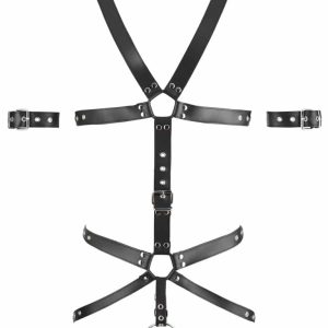 ZADO Leder Harness mit Penis- und Hodenringen L/XL