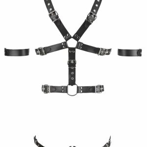 ZADO Leder Harness mit Penis- und Hodenringen L/XL