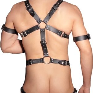 ZADO Leder Harness mit Penis- und Hodenringen L/XL