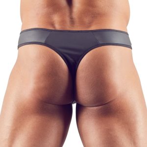 Svenjoyment Herren String S in Neopren-Optik mit Strass-Reißverschluss L