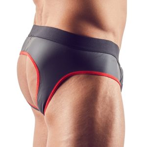 Svenjoyment Herren Jock S - Mattglanz Neopren-Gummi, Front-Zip Schwarz/Rot XL