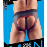 Svenjoyment Herren Jock S - Mattglanz Neopren-Gummi, Front-Zip Schwarz/Rot XL