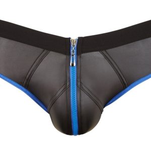 Svenjoyment Herren Jock S - Matt glänzend, Neopren-Optik, Front-Zip Schwarz/Blau L