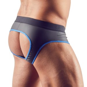 Svenjoyment Herren Jock S - Matt glänzend, Neopren-Optik, Front-Zip Schwarz/Blau L