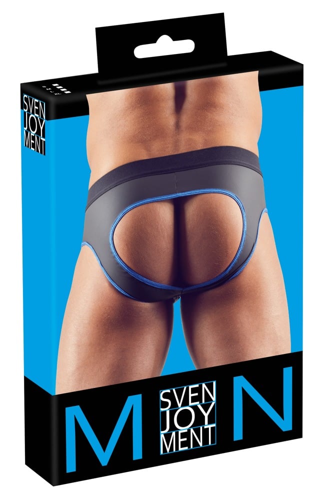 Svenjoyment Herren Jock S - Matt glänzend, Neopren-Optik, Front-Zip Schwarz/Blau XL