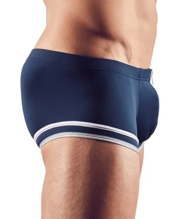 Svenjoyment Herren Matrosen-Pants mit Reißverschluss und Zierstreifen blau-weiß-silber L