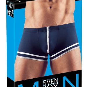 Svenjoyment Herren Matrosen-Pants mit Reißverschluss und Zierstreifen blau-weiß-silber M