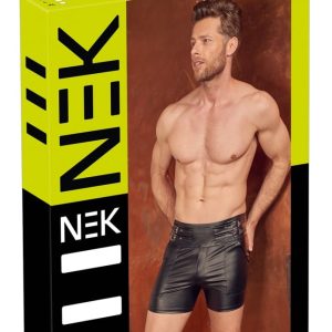 NEK Herren Shorts Schwarz - High Waist Mattlook mit Schnallenriemen S