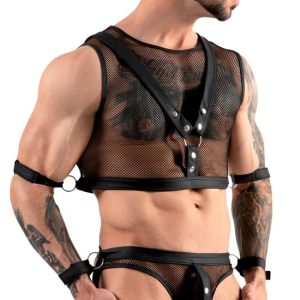 Svenjoyment Bondage - Netz-Top und Jock mit Fesselriemen L