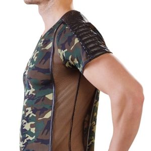 NEK Herren Shirt Marschbereit! Weiche Mikrofaser, Camouflage-Print, Netz-Einsätze camouflage/schwarz M