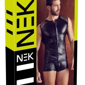 NEK Slim-Fit Herren Shirt mit Netz-Einsätzen schwarz S