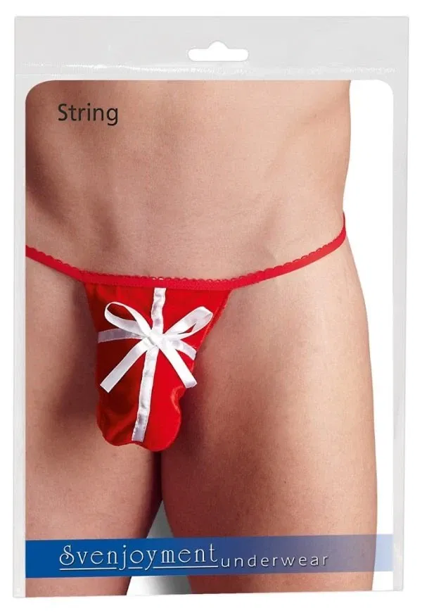 Svenjoyment Herren String "Satin Red" rot-weiß S-L