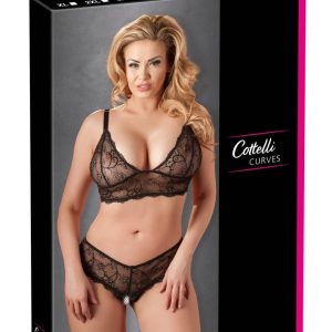 Cottelli CURVES - Spitzen-BH & ouvert-String 4XL