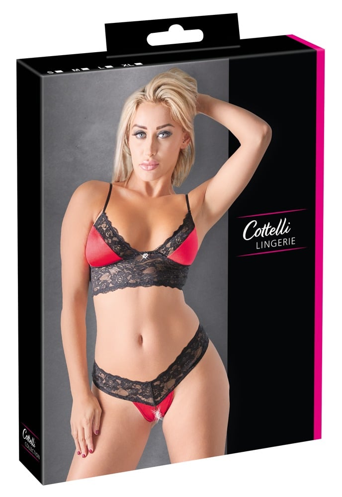 Cottelli LINGERIE Traumhaftes BH Set Schwarz/Rot L