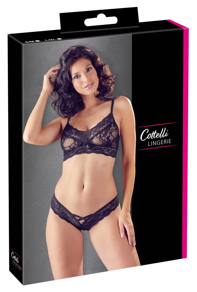 Cottelli LINGERIE - Soft-BH und Slip Set, zarte Spitze L/XL