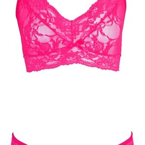 Cottelli LINGERIE - Pinkes Spitzen-Set L/XL