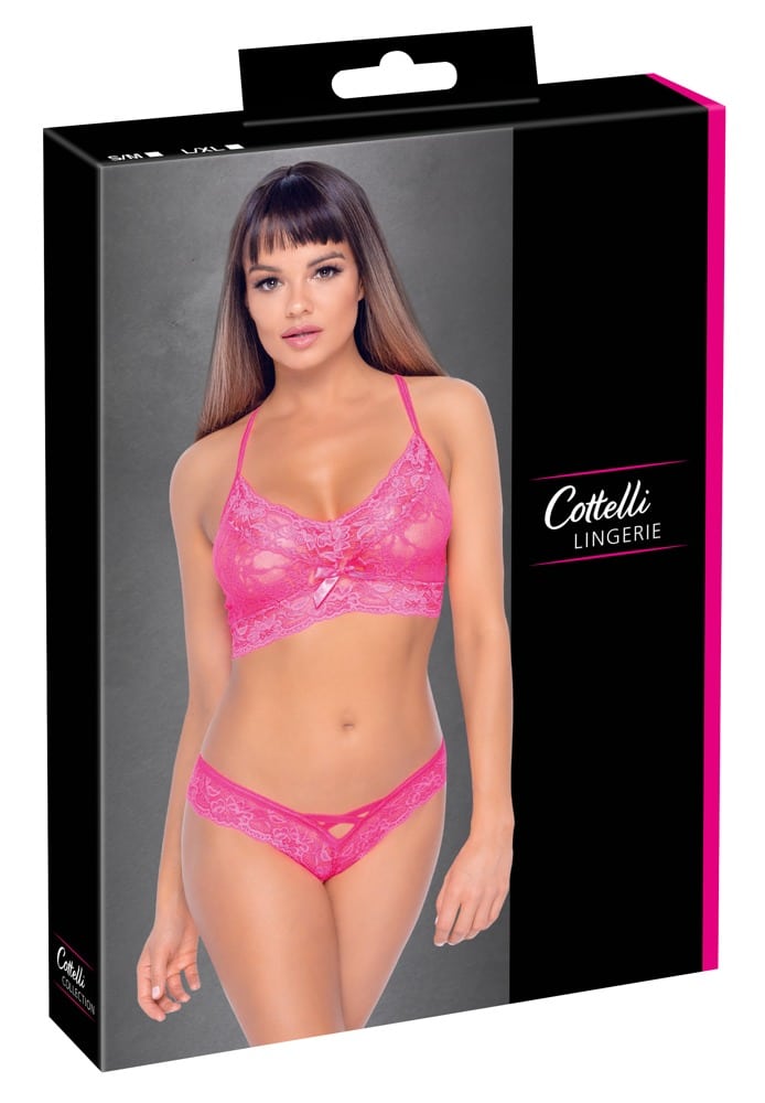 Cottelli LINGERIE - Pinkes Spitzen-Set S/M